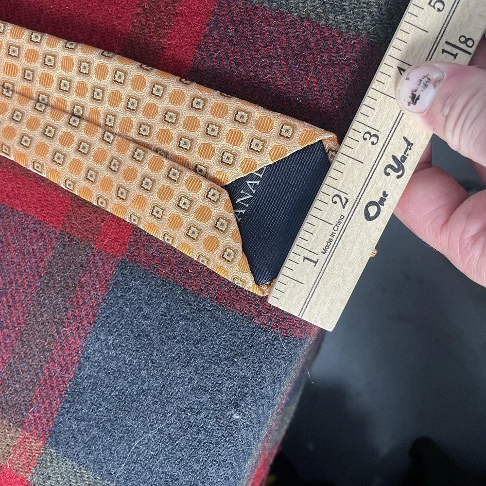 Canali Tie Mens Gold 100% Silk Geometric Woven Classic Made In Italy Necktie
